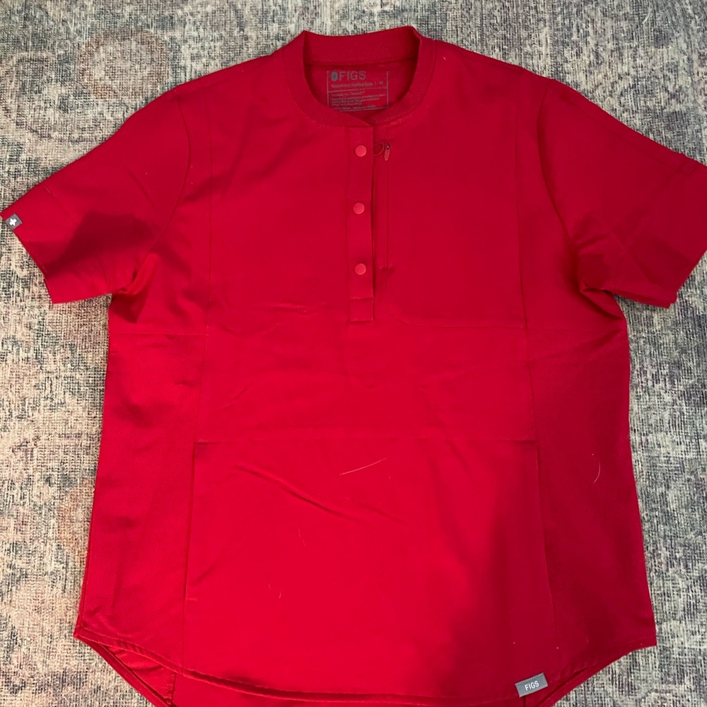 Figs Women’s Red Casual Button Down Shirt